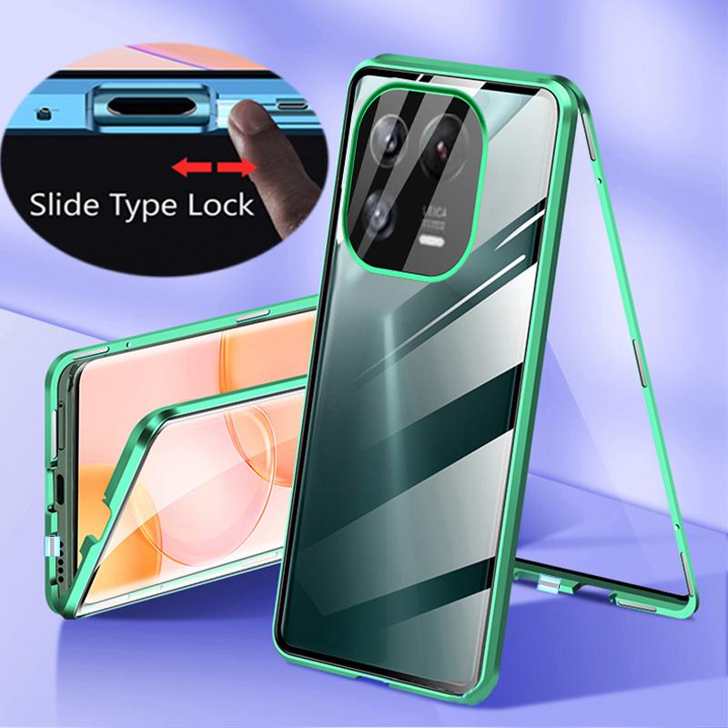 360 Металлическая Магнитная Чехол-Крышка для XiaoMi Mi 11 14 Ultra 13T 11 14T 15 Pro 14 Civi Двустороннее Стекло Прозрачная Защелка Чехол для Телефона