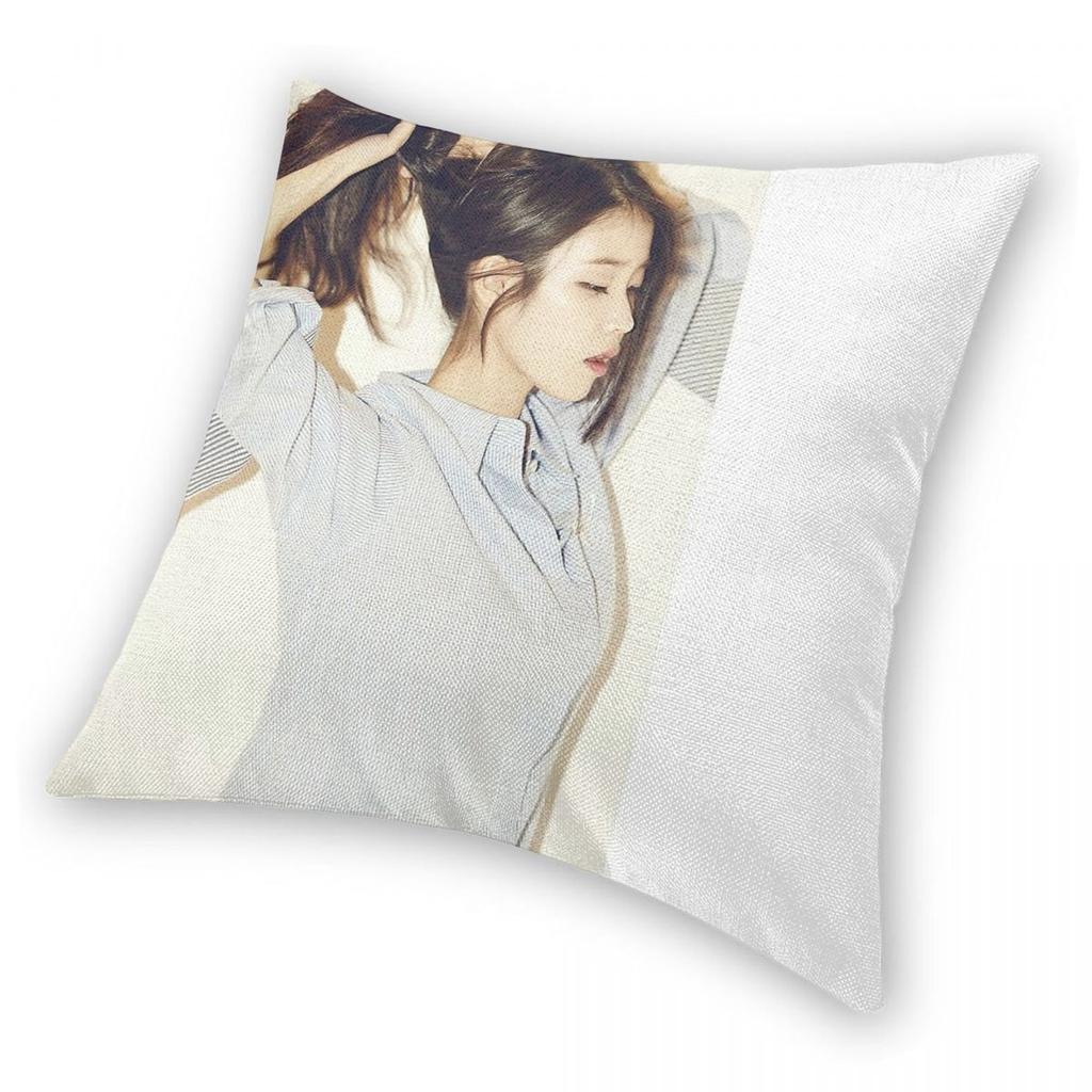 Iu Lee Ji-Eun Ponytail Square Pillowcase Polyester Linen Velvet Printed Decorative Throw Pillow Case Sofa Seater Cushion Cover