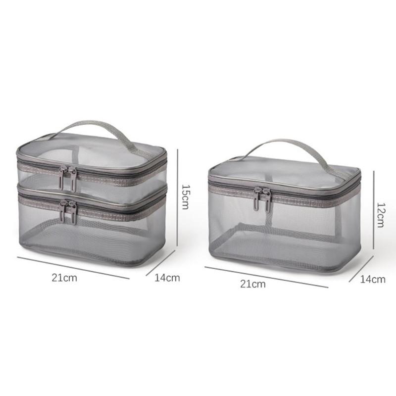 Portable Transparent Mesh Travel Toiletry Bag Large Capacity Visible Easy Access Storage Pouch for Weekend Getaway