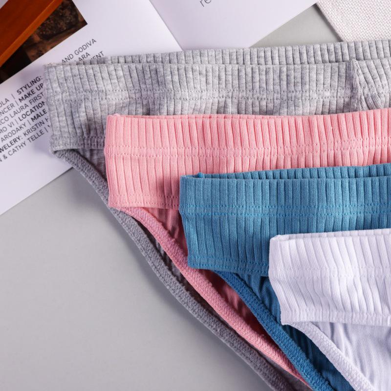 Мужские дышащие трусы-слипы из чистого хлопка в рубчик - Молодежные U-образные сексуальные шорты высокого класса