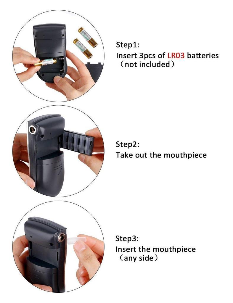 Professional Portable Semi-Conductor Sensor Digital Alcohol Tester with 10 Mouthpieces