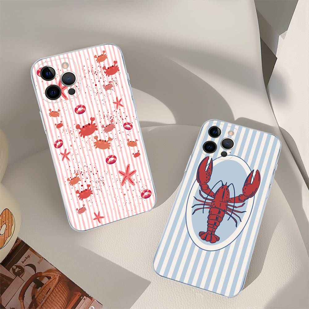 Милые Морские Обитатели, Крабы, Лобстеры Для IPhone 17 16 15 14 13 12 11 Pro Max Plus Прозрачный Мягкий TPU Чехол для Телефона