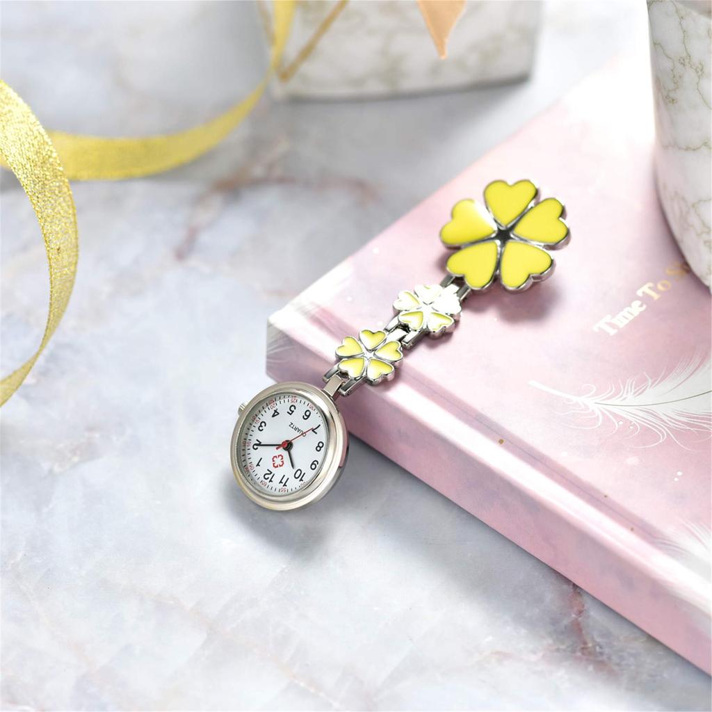 Lancardo Nurse Pocket Watch Flower Petal Clip Ladies Analog Watch Birthday Anniversary Mother's Day Valentine's Day Girlfriend Gift