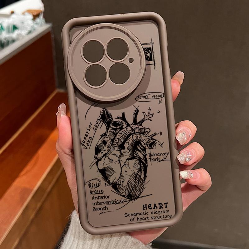 Heart Pattern Shockproof Matte Phone Case For OnePlus 13R 13T 13 12R 11R Ace 5 3 2 Lens Protection TPU Soft Anti-Fall Bumper Cover