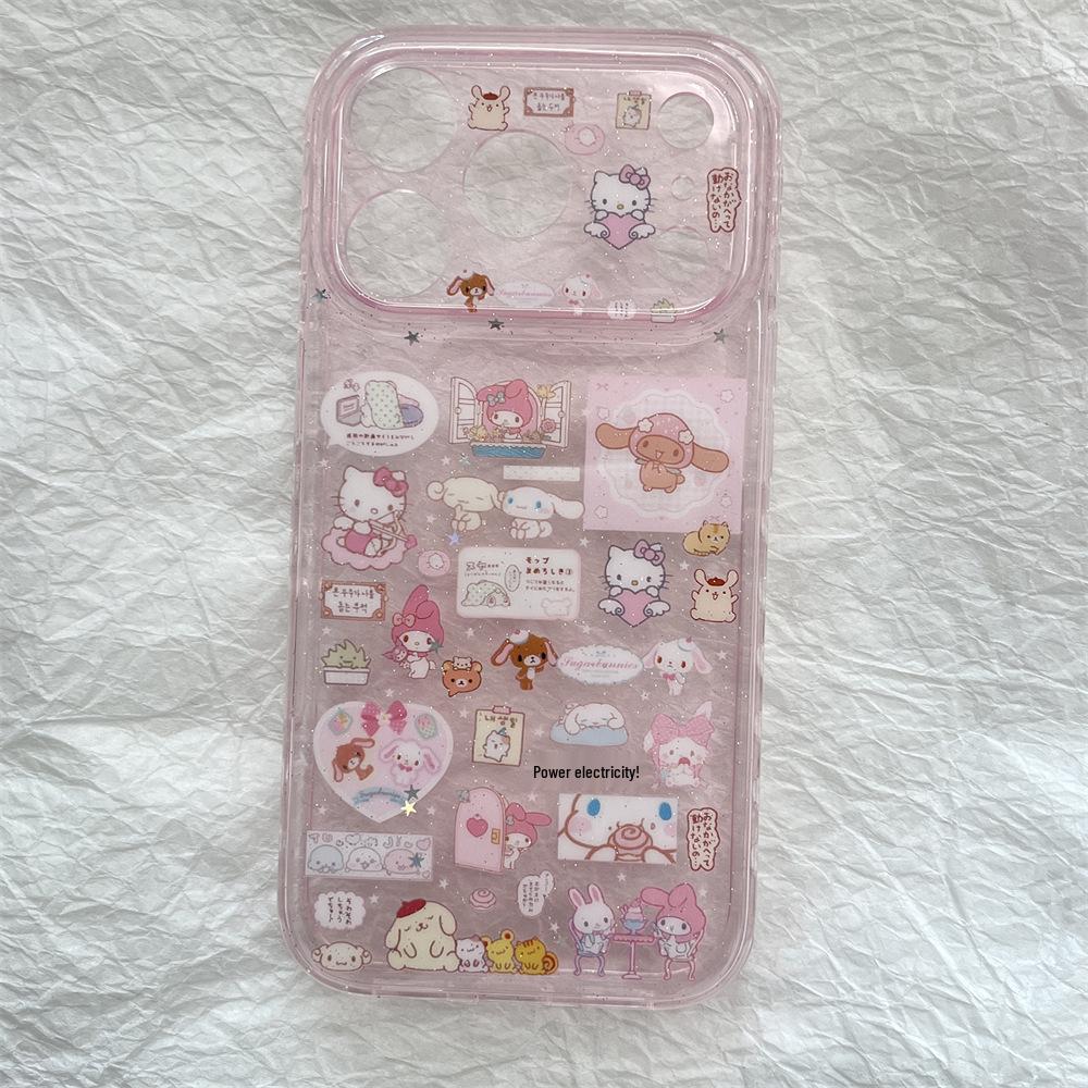 Розовый мультяшный чехол KT Cat с защитой от падения для iPhone 14/13 Pro Max
