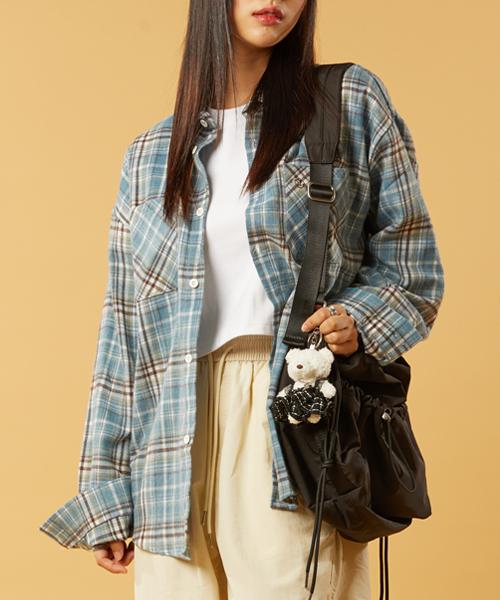 KOLEAT (Unisex) Brushed Overfit Bros Autumn/Winter Check Shirt [Blue] Kcl.
