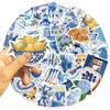 10/30/50PCS Kawaii INS Blue PVC Sticky Sticker Aesthetic DIY Decoration Scrapbooking Hand Accounting Supplies
