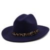 Free Shipping Leopard Belt Fedora Hat Women Wide Brim Solid Color Jazz Top Hat Autumn and Winter New Panama Hat Gentleman Hat