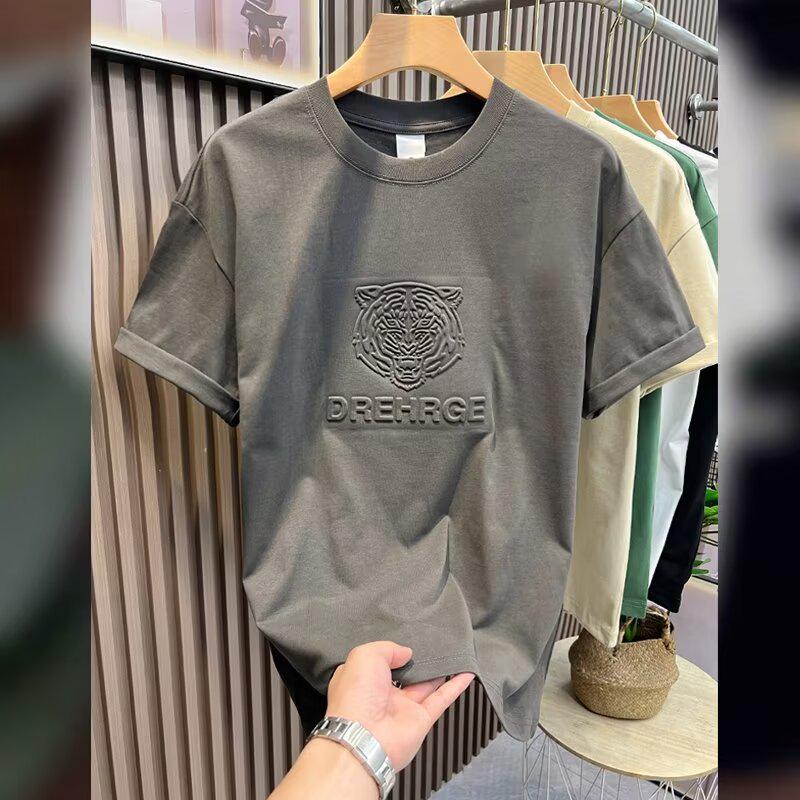 Мужская летняя корейская стильная свободная повседневная футболка с короткими рукавами