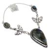 Labradorite Handmade Gemstone 925 Sterling Silver Jewelry Necklace 18" N1z92
