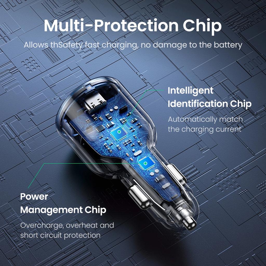 Ugreen Автомобильное зарядное устройство CD293 2X Usb-C Pd и 1X Usb-A 130 Вт - черное