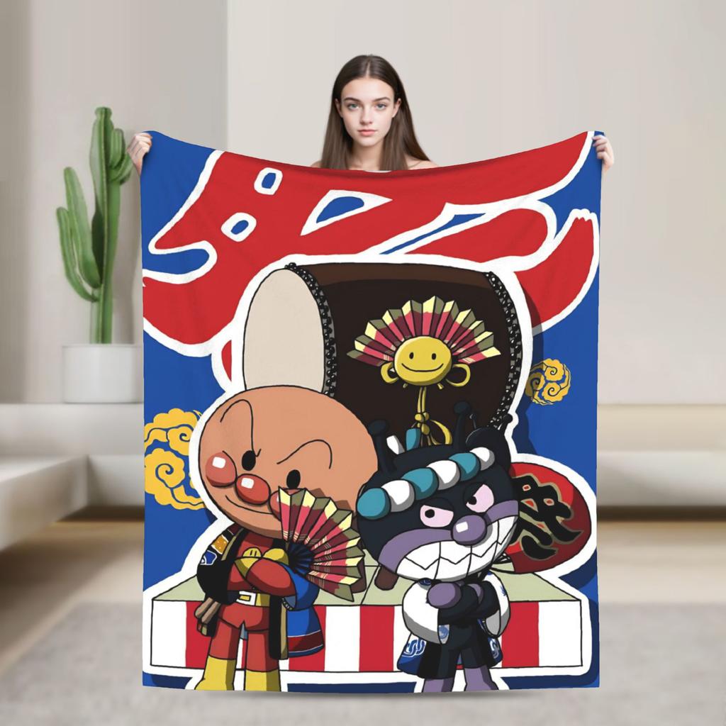 Baikinman Anime Flannel Blanket Soft Durable Throw Blanket for Living Room Picnic Novelty Bedspread Sofa Bed Cover