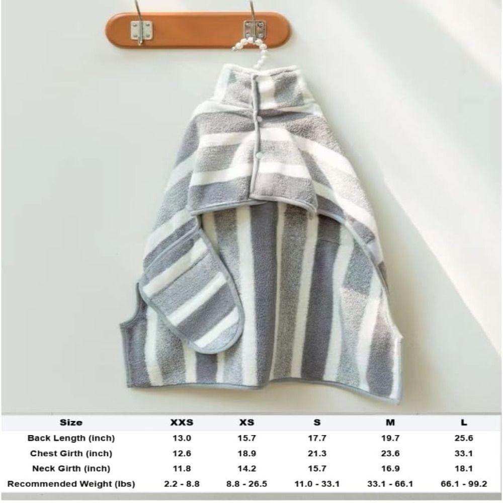 Water Absorption Dog Bathrobe Quick Drying Stripe Bath Towels Adjustable Hood Pet Drying Coat Beach Time