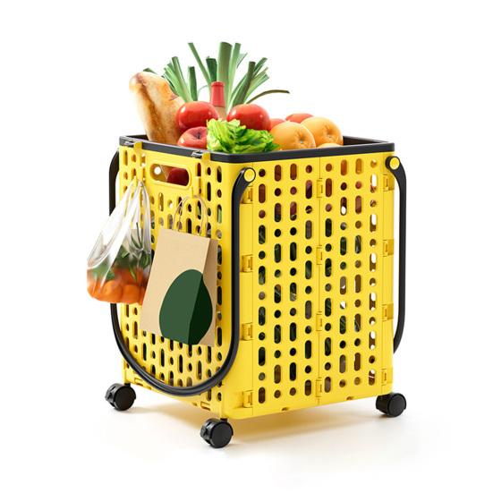 Yousheng Складная тележка для покупок Складная хозяйственная тележка с поворотными колесами на 360 градусов Легкая складная тележка на колесиках с крючками для продуктов