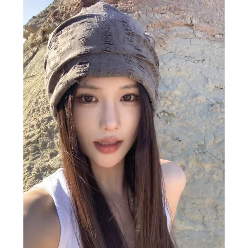 Wasteland Wind Desert Wear Cold Hat Stack Hat Summer Thin American Hat Women'S Crimped Knitted Hat