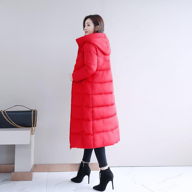 Women Parka Coat Autumn Winter Thicken Warm Hooded Coat Ladies Slimming Lengthen Padded Jacket with Pocket Outerwear