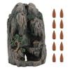 Waterfall Mountain Tower Backflow Resin Incense Burner Holder Sandalwood Furnace with 10 Cones
