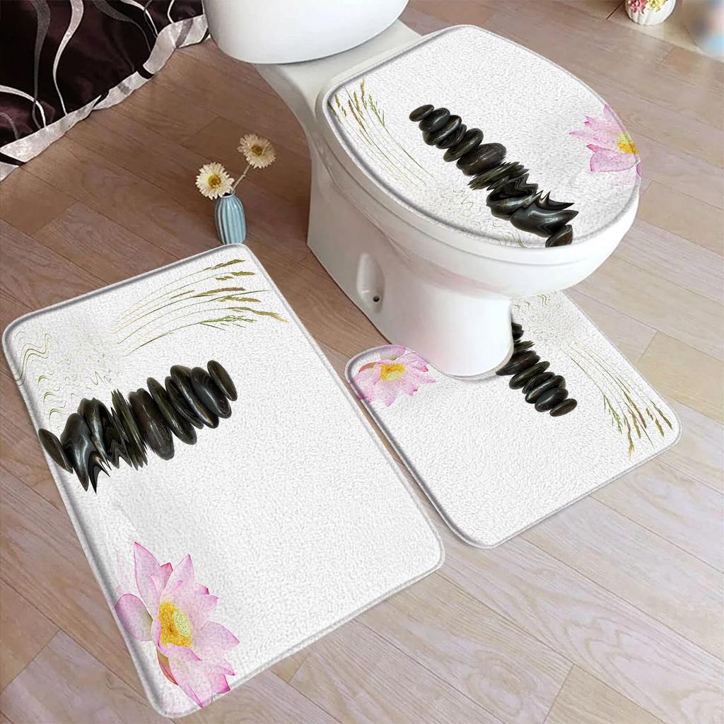 France Oil Painting Landscape Bath Mat Set Modern Art Home Bathroom Decor Soft Non Slip Floor Rug Shower Carpet Toilet Lid Cover