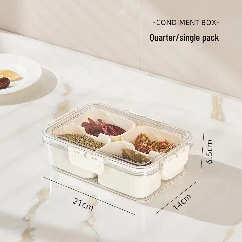 Eight-Compartment Transparent Food-Grade Storage Box for Salads and Spices