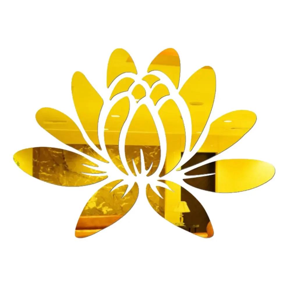 Наклейка на стену из акрилового зеркала Lotus для дома, гостиной, спальни, офиса, прихожей, настенные украшения, зеркальная отражающая наклейка на стену