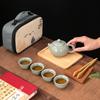 Travel Tea Set Retro Outdoor Portable Kung Fu Ceramics One Pot Four Cups with Tea Tray Company Gifts Cheap