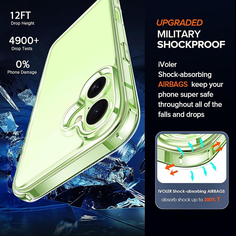 Shockproof Acrylic Hard Case for iPhone 17 Air Cover Silicone Soft Back Cover for iPhone 17 16 15 14 11 Pro Max Mini Shell