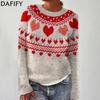 Women's Fashion Casual Fall Winter Love Letter Print Long Sleeve O-Neck Sweaters