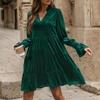 Autumn Women's Dress Long Sleeve Solid Velvet Dresses
