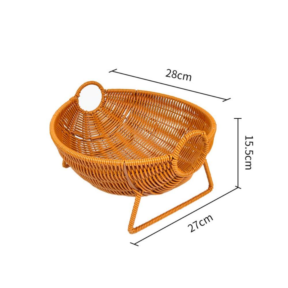 With Handle Woven Storage Basket High Grade Hand Woven Basket Imitation Rattan Basket Home Kitchen