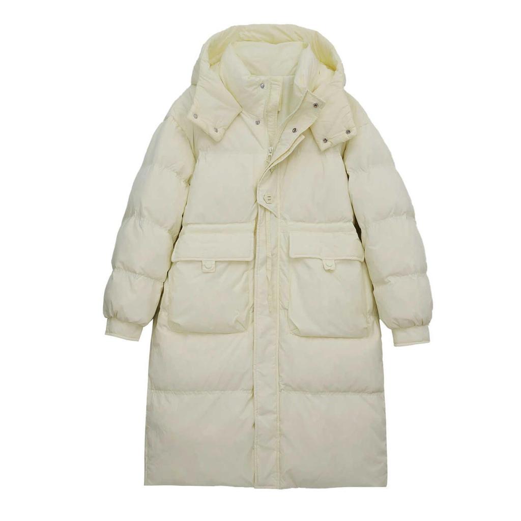 Корейская белая куртка-пуховик на талии с утиным пухом, женская зимняя, новая, средняя и длинная, утолщенная, нишевая, дизайн, куртка с капюшоном, прилив