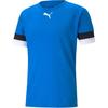 Teamrise Breathable Logo Print Pullover Round Neck Short Sleeve Football Shirt Men Tops Blue Black 704932-02