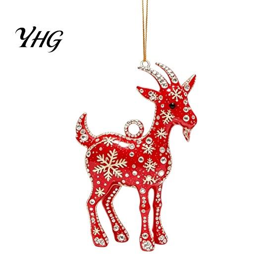 National Trend Home Decor 2D Acrylic Goat Christmas Hanging Ornament, 3.15 Inch Farm Animal Xmas Tree Lightweight Crafts Decoration for Car Rear View
