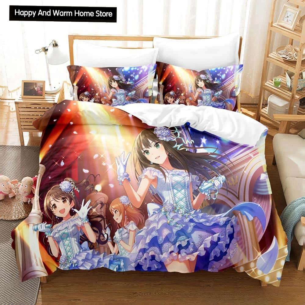 THE iDOLM@STER Cinderella Girls Starlight Stage 3D Печатный Аниме Комплект Постельного Белья для Взрослых Мальчиков Пододеяльник