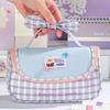 Cake Bowknot Korean Style Pen Bag Plaid Grids Cloth Stationery Bag Pencil Pouch  Kids Children