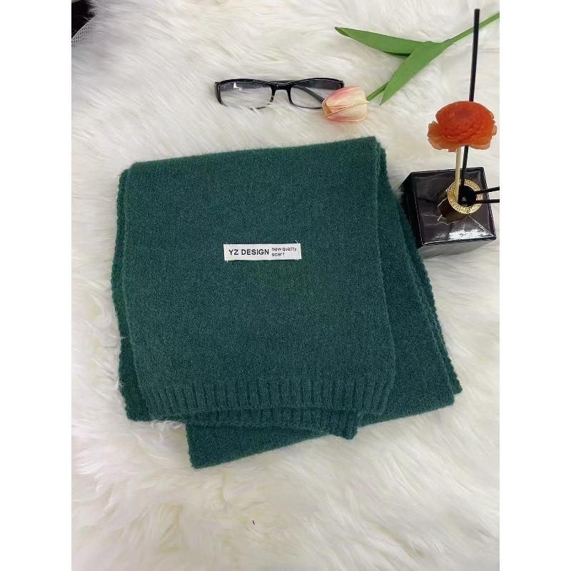 New Korean Style Soft and Skin Friendly Solid Color Versatile Knitted Scarf for Women Winter Warm and Comfortable Scarf Whitening Student Couple