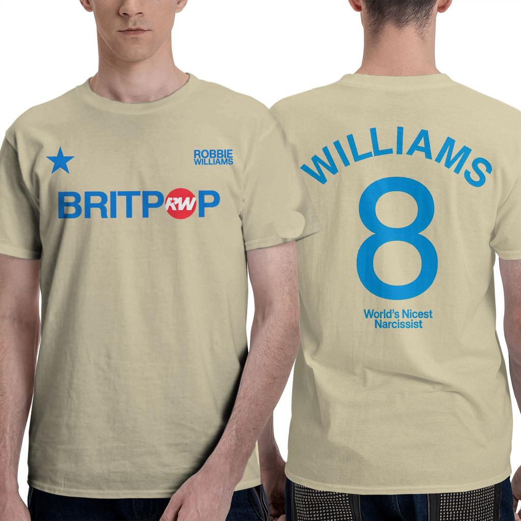 Смешные футболки Robbie Williams Britpop Tour 2025 для мужчин С круглым вырезом 100% хлопок Футболка с коротким рукавом Одежда больших размеров