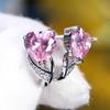 Корейские серебряные серьги-капли для женщин, модные темпераментные розовые серьги в форме сердца с кубическим цирконием, свадебные серьги, ювелирные изделия для невесты, подарки