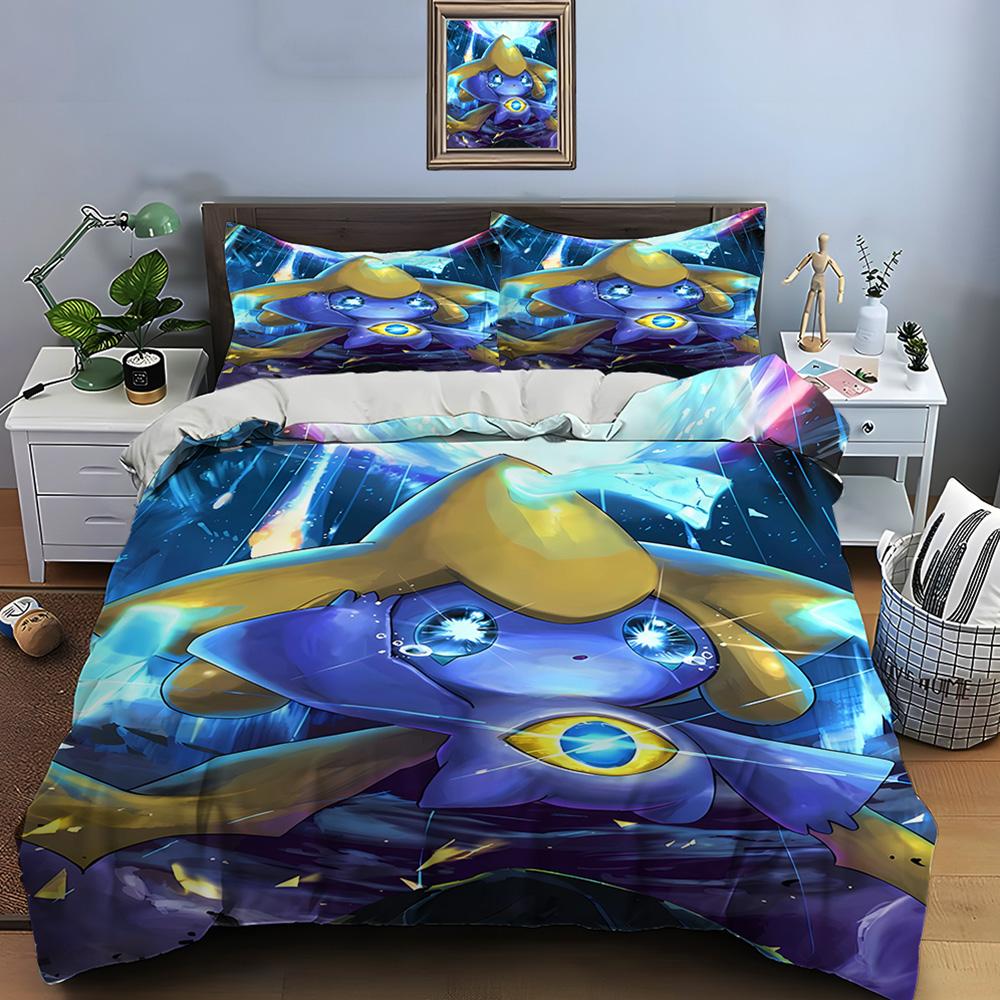 Покемон Джирачи Принт Мягкий Пододеяльник Наволочка Комплект Постельного Белья Детский Взрослый Удобный Комплект для Кровати Полуторный Кинг Комплект Постельного Белья Роскошный