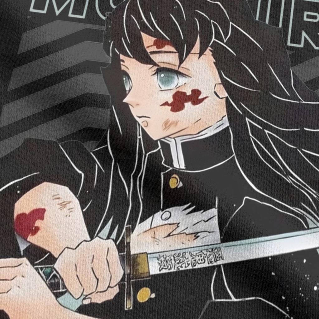 Креативные футболки с Муичиро Токито из «Истребителя демонов» для мужчин, хлопковая футболка с круглым вырезом, футболка с коротким рукавом, одежда больших размеров