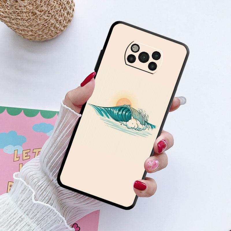 Японский волнистый художественный чехол для Samsung Galaxy M30s M33 M12 M51 M32 5g M31 M13 M52 M22 M23 M23 M01 M53 M31s M11, черный чехол-бампер