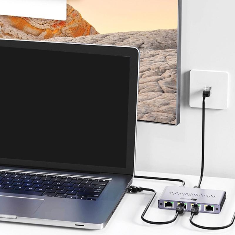Стабильный гигабитный Ethernet-разветвитель 1 в 4 выхода, сетевой хаб RJ45, энергоэффективный, алюминиевый корпус Ethernet-переключателя