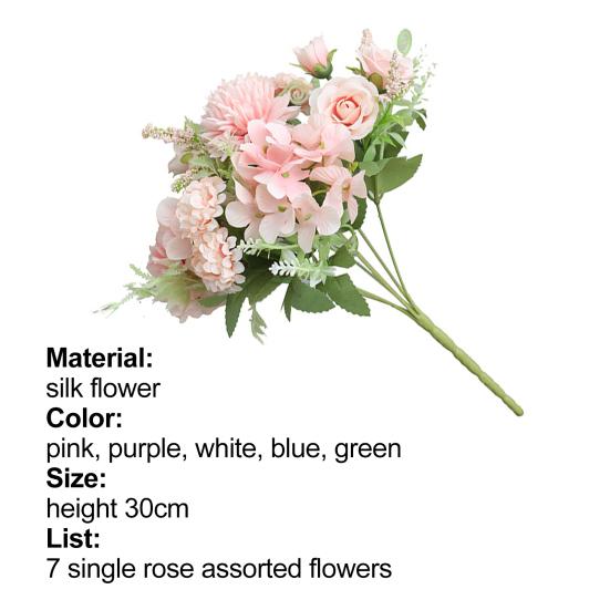 Искусственный цветок ручной работы, декоративный цветок из искусственного шелка, не выцветающий, 7 головок, искусственный цветок розы для гостиной