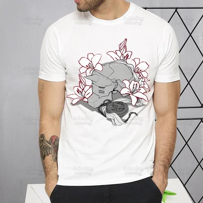 Fullmetal Alchemist T Shirt Harajuku Alphonse Elric TShirts Short Sleeve Fashion Casual Edward Elric T-Shirt Tops Tees Shirt