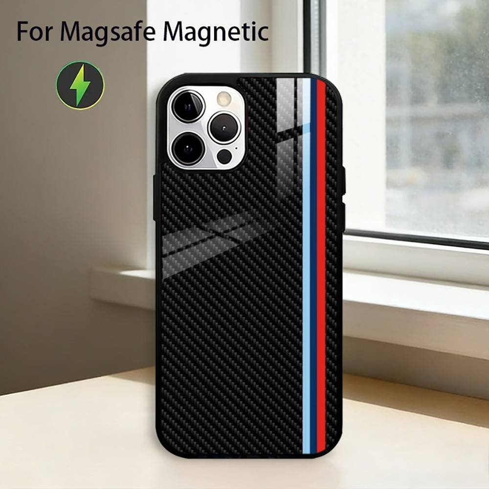 Автомобильный чехол из углеродного волокна для iPhone 17, 16, 15, 14, 13, 12, 11 Plus, Pro, магнитный, для беспроводной зарядки Magsafe