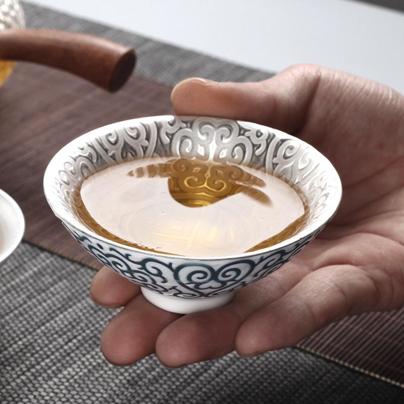 80 мл керамические шляпы чашки для чая позолоченное серебро ретро одиночные дегустационные чайные чашки бытовой китайский кунг-фу чайный сервиз