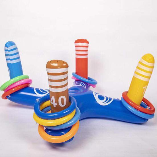 Practical Foldable Good Sealing PVC Multiplayer Throwing Ring Play Toy with 8 Rings Daily Use Toss Game