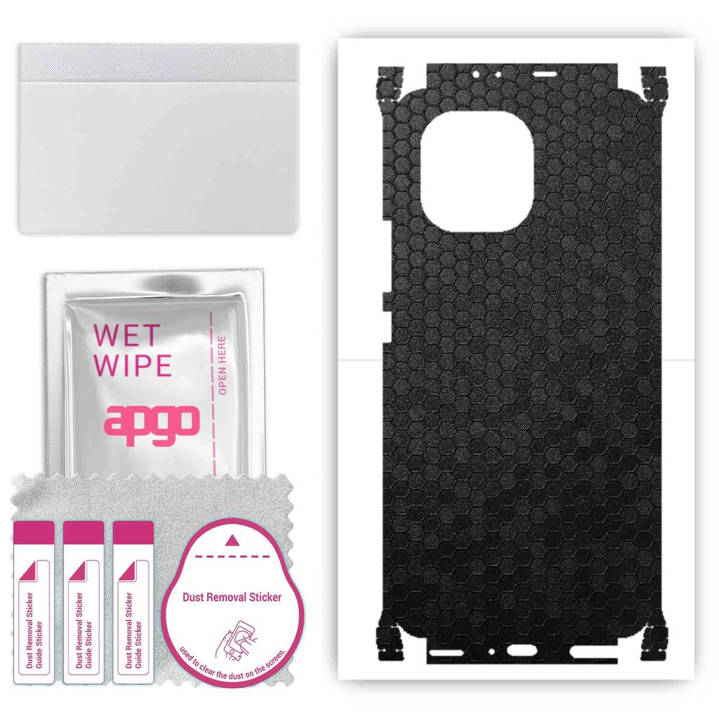 apgo Protective Skin Sticker for the Back+sides Compatible with Xiaomi Mi 11, Full Wrap Film, Foil, Vinyl - Pattern Black Honeycomb