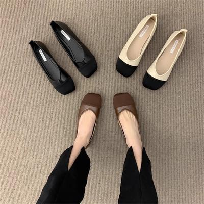 Женские туфли-лодочки на плоской подошве, неглубокие туфли-бини, новинка 2025 года, весна-осень, женские туфли на одной педали, маленькие туфли в стиле «французский шик», Мэри Джейн, туфли для бабушки