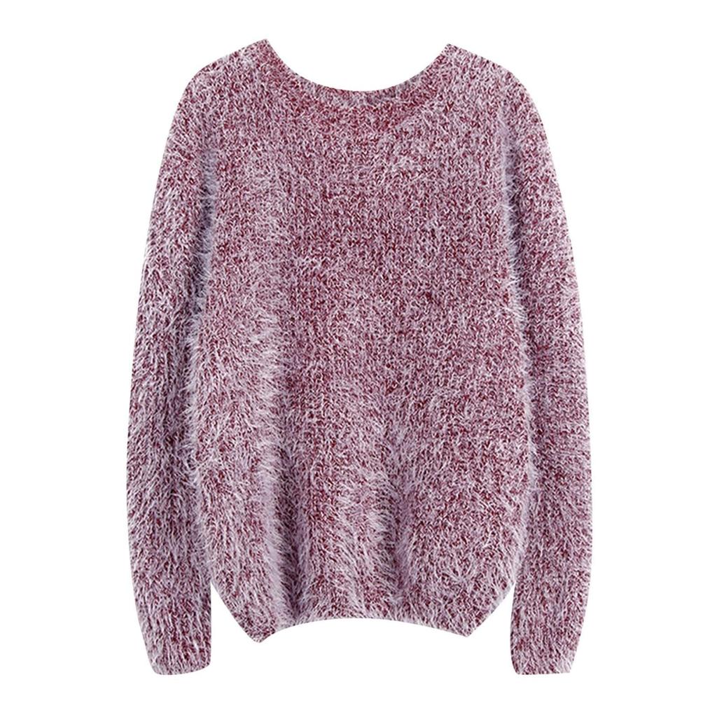 Женский свитер, нижняя часть рубашки, свободный мохеровый женский вязаный свитер, круглый вырез, свитер