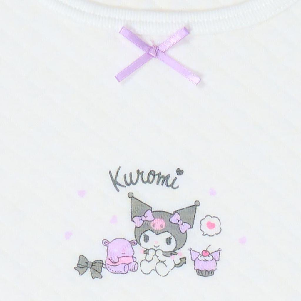 Sanrio Quilted Short Sleeve Undershirt Set with Name Label Product Number 213152 Kids' (2 Pieces), Kuromi, 120cm, Inside,